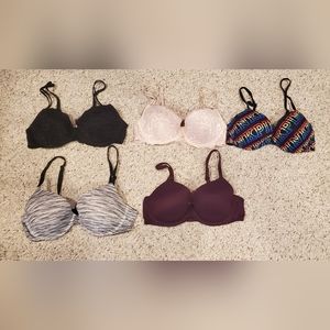 Lot of 5 VS Pink bras. All size 36C
